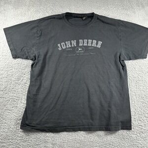 VINTAGE‎ John Deere Shirt Mens XL Black Distressed Thrashed Outdoors Gorpcore